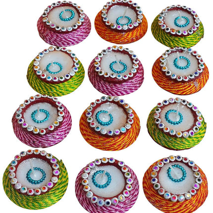 HC ® Scented Decorative Matki Diya Pack of 9 for Diwali Decoration & Puja | Upto 1.30hr Burning Time | Hand Painted Terracotta Clay Diya for Home Décor & Festive Gifting