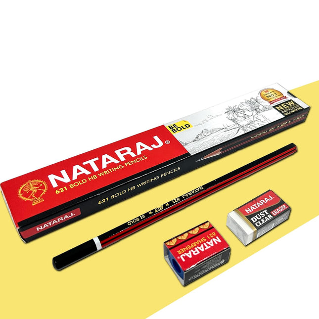 Nataraj  Pencils | Round Shape For Easy Holding & Comfort | Free Eraser & Sharpner With Each Box | Dark & Neat Handwriting | Pack Of 10 Pcs X 3 Box, Grey