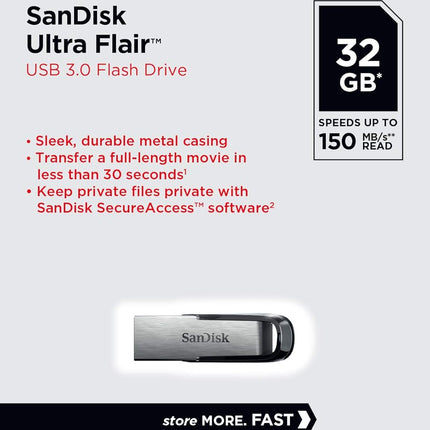 SanDisk Ultra Flair 32 GB USB 3.0 Pen Drive (Silver)