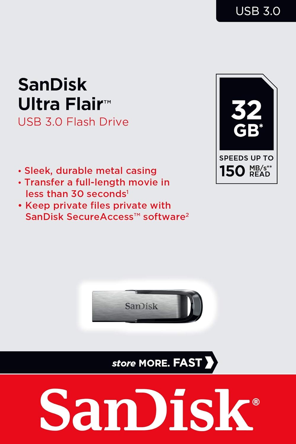 SanDisk Ultra Flair 32 GB USB 3.0 Pen Drive (Silver)