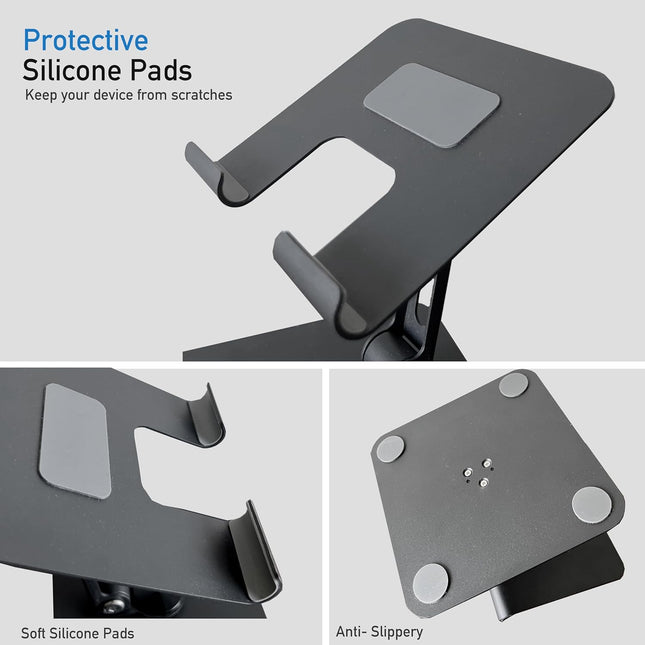 HC 360 Degree Rotating Adjustable Metal Tablet Stand, Foldable Desk Mount Holder for Upto 12 Inch iPads & Tabs