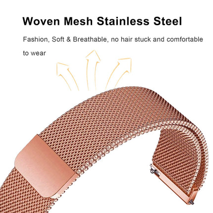 Watch Strap Magnetic Loop 22mm Compatible with Boat /Fire boult / Noise Watch Smartwatch Luxury Metal Chain Band Rose Gold Pink