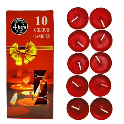 10 Candles | Tea Light Wax Candles Unscented Long Lasting Candles Dripless Paraffin Tea Candles for Diwali Diya, Deepawali, Weddings, Christmas, Birthday, Home Decor Candle