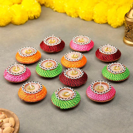 HC ® Scented Decorative Matki Diya Pack of 9 for Diwali Decoration & Puja | Upto 1.30hr Burning Time | Hand Painted Terracotta Clay Diya for Home Décor & Festive Gifting