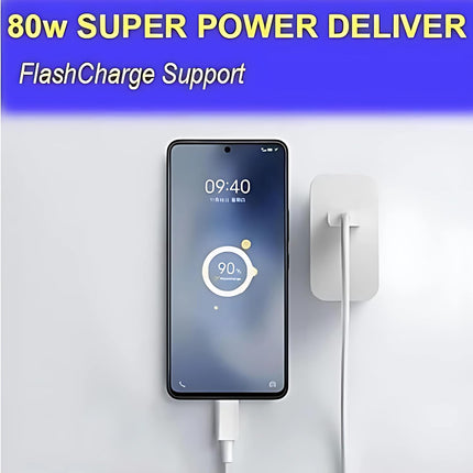 Vivo 80W Flash Charger 3.0 USB-A Power Adapter Compatible with Vivo V27 Pro, V29, X90, X80 Pro, Y Series, T Series & All iQOO Smartphones