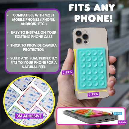 Phone Case Sticker Grip Silicone Holder Mount for Hands-Free Mobile Accessory Holder Grip, Video Phone Accessory Compatible Mirror, Shower