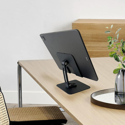 HC 360 Degree Rotating Adjustable Metal Tablet Stand, Foldable Desk Mount Holder for Upto 12 Inch iPads & Tabs