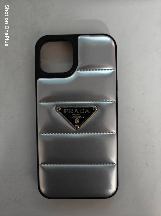 Prada Puffer Silicon New Case Cover Back Cover Slim for iPhone Anti-Scratch Protective Phone Cases-Silver