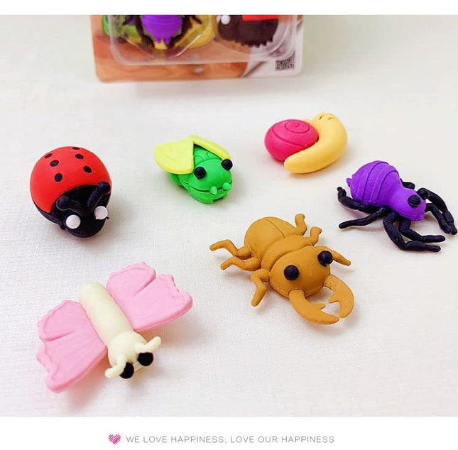 LIGHTER HOUSE� Cutest Different Shapes Insects Eraser Set  Fancy Eraser Set for Kids, Party Return Gift for Kids