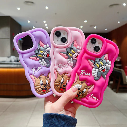 Tom & Jerry Creative Cartoon Trolls Case for iPhone , Shockproof Protective Silicone Cover, Higher Edge Design