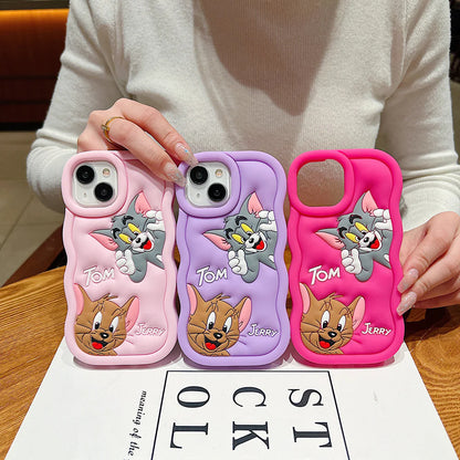 Tom & Jerry Creative Cartoon Trolls Case for iPhone , Shockproof Protective Silicone Cover, Higher Edge Design