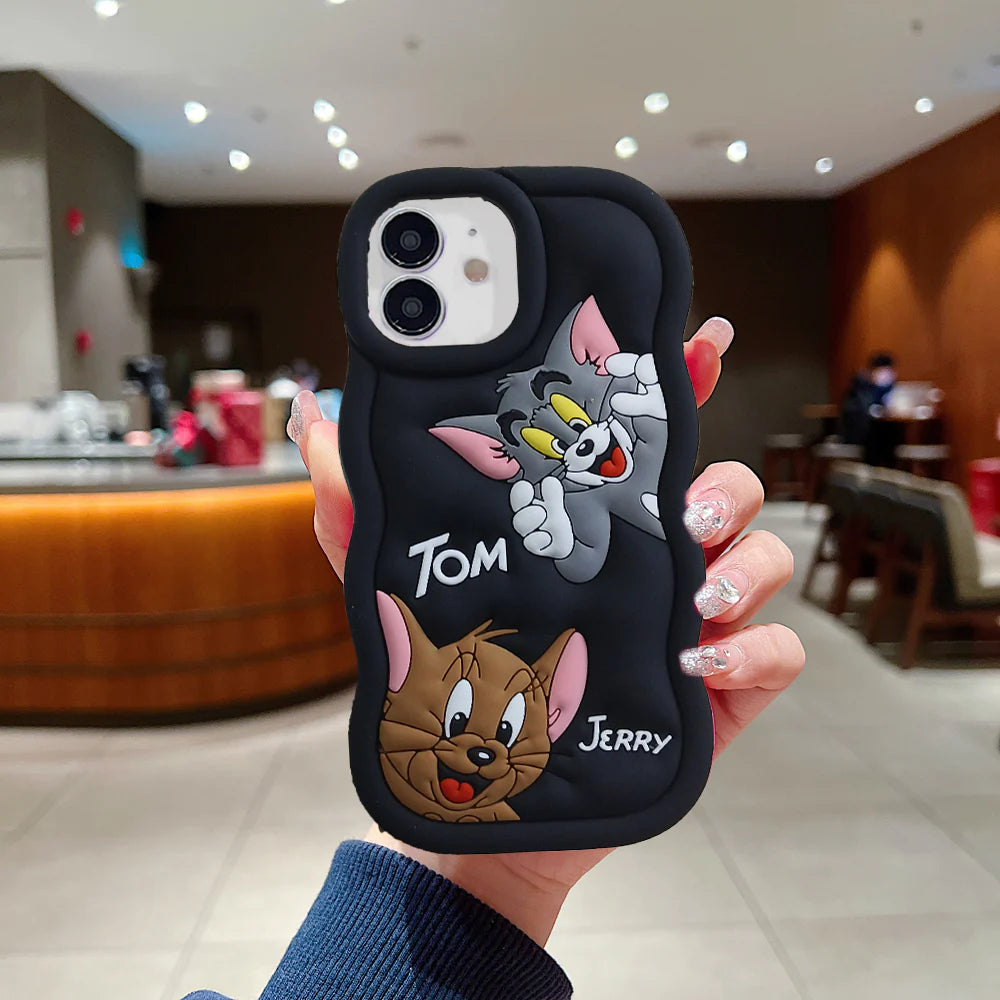 Tom & Jerry Creative Cartoon Trolls Case for iPhone , Shockproof Protective Silicone Cover, Higher Edge Design