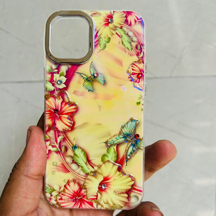 Apple iPhone 12/13 Mini PEEPERLY Back Cover Oil Painting Rhinestone Bloom Case  (Purple, Shock Proof, Pack of: 1)