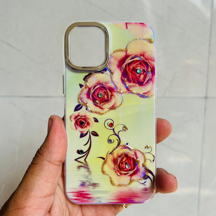 Apple iPhone 12/13 Mini PEEPERLY Back Cover Oil Painting Rhinestone Bloom Case  (Purple, Shock Proof, Pack of: 1)