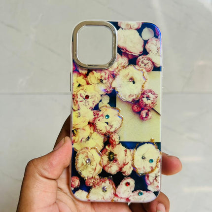 Apple iPhone 12/13 Mini PEEPERLY Back Cover Oil Painting Rhinestone Bloom Case  (Purple, Shock Proof, Pack of: 1)