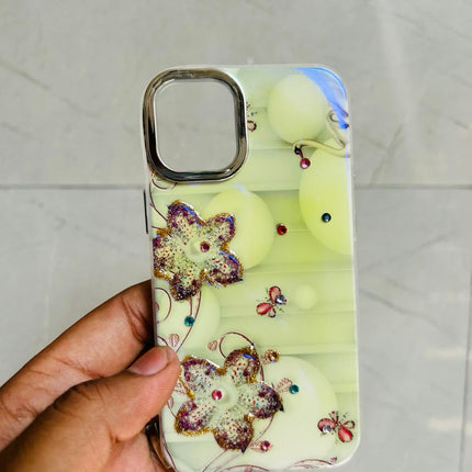 Apple iPhone 12/13 Mini PEEPERLY Back Cover Oil Painting Rhinestone Bloom Case  (Purple, Shock Proof, Pack of: 1)