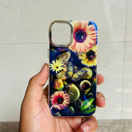 Apple iPhone 12/13 Mini PEEPERLY Back Cover Oil Painting Rhinestone Bloom Case  (Purple, Shock Proof, Pack of: 1)