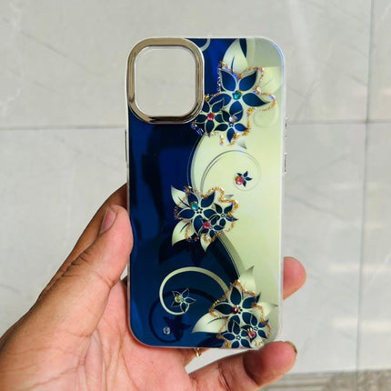 Apple iPhone 12/13 Mini PEEPERLY Back Cover Oil Painting Rhinestone Bloom Case  (Purple, Shock Proof, Pack of: 1)