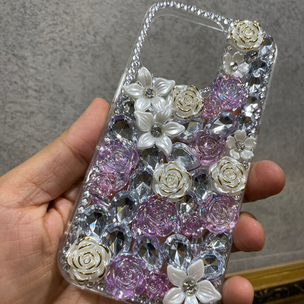 Stylish fancy Girls iphone Back Cover, fancy flower stone Design Diamond Look, Flexible Silicone Fancy Glittery Case for iPhone