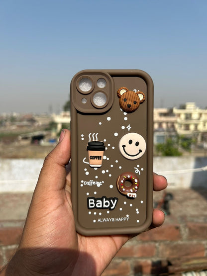 Humpy Case Cute 3D Bear Coffee Phone Case For iPhone  Soft Shockproof Protective Cover