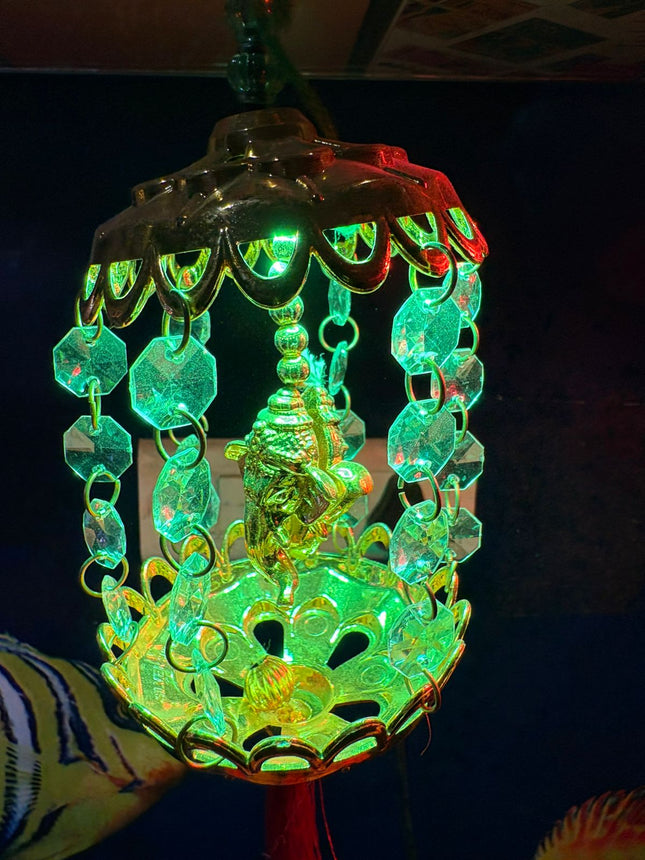 Ganesh ji Hanging Led Lamp - Hanging Ceiling Decorative Lamp for Living Room, Pooja Room Golden 20 Watts Stone Look lamp