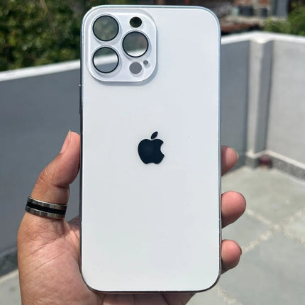Glass Case with Electroplated Chrome Finish Edges for iPhone Series