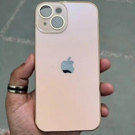 Glass Case with Electroplated Chrome Finish Edges for iPhone Series