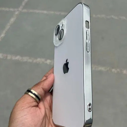 Glass Case with Electroplated Chrome Finish Edges for iPhone Series