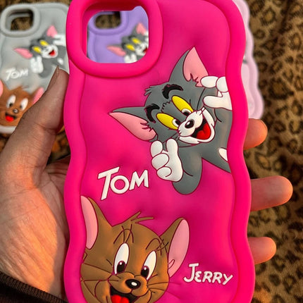 Tom & Jerry Creative Cartoon Trolls Case for iPhone , Shockproof Protective Silicone Cover, Higher Edge Design