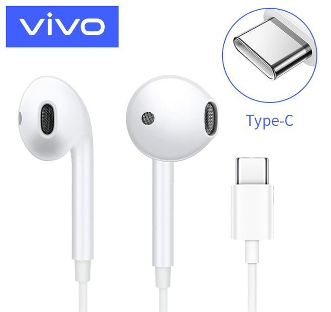 vivo Smart Wired Type C Earphone with Mic for Calling,HD bass Wired  (White, In the Ear)